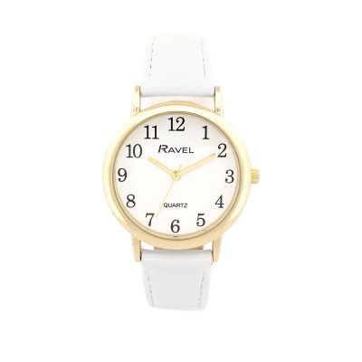 Ravel – Women’s Pastel Coloured Everyday Watch (36mm case) – Analogue Quartz – R0137.24.1 – White/Gold Tone