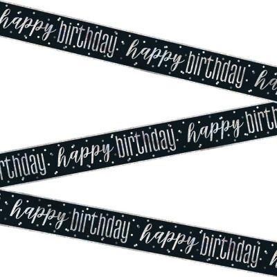 Unique 82257 – Foil Happy Birthday Banner – 2.74 m – Glitz Black Birthday Party – 1 Count (Pack of 1)