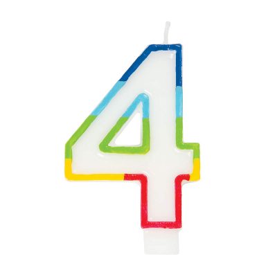 Vibrant Rainbow Border Number 4 Birthday Candle (7cm x 12cm) – Stunning Multi-Colored Party Decor – Uniquely Crafted for Celebratory Milestones – 1 Pc
