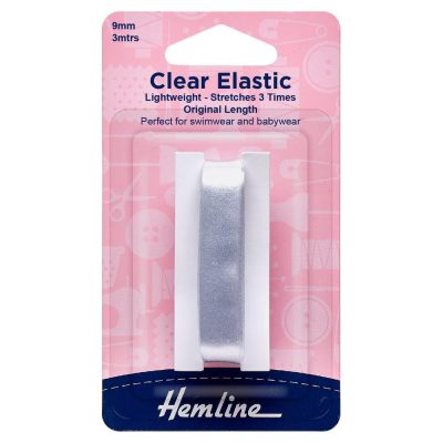 Hemline 9mm Plastic Swimwear Elastic 3m Clear