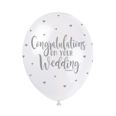 White Wedding Latex Balloons (30cm) Pack of 5 – Elegant Celebration Decorations for Special Day