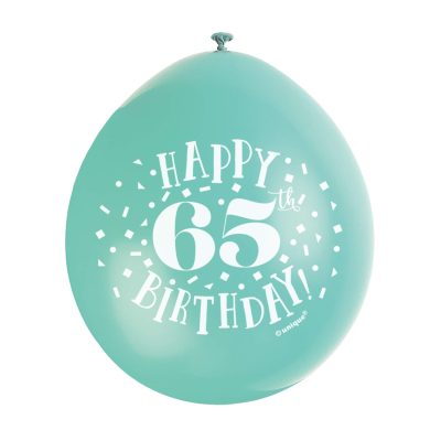 Happy 65th Birthday Assorted Color Latex Balloons (22cm) – Perfect Party Decorations for a Memorable Milestone – 10ct, Green
