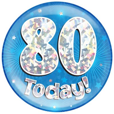 6″ Jumbo Badge 80 Today Blue Holographic Cracked Ice
