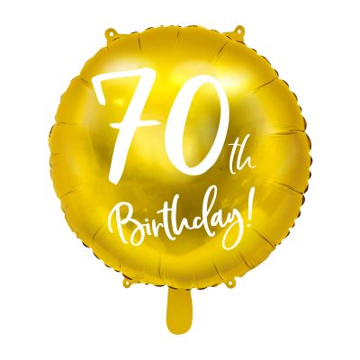 PartyDeco Foil Balloon 45cm for 70th Birthday – Gold “70” Balloon, Helium & Air Compatible, Sturdy, Perfect Birthday Decoration for Men and Women