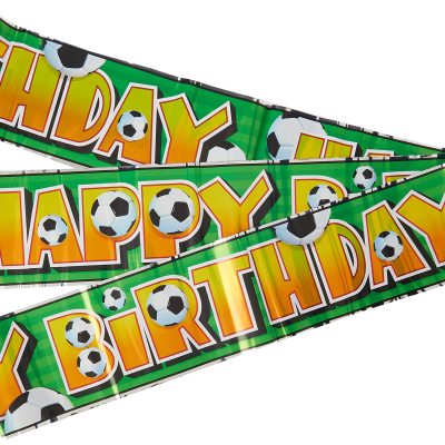 Multicolor 3D Soccer Foil Long Fold Banner (3.6 meters) 1 Piece – Perfect for Parties and Events